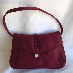 Ann Taylor Loft satiny maroon evening bag with bling